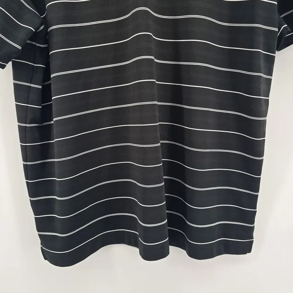 Nike Golf Dri-Fit Shirt Polo Mens L‎ Black Stripes Livestrong Rugby Performance